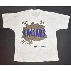 Vintage Caesars Palace T-Shirt  Adult Size XL White Logo Las Vegas USA 80s 90s